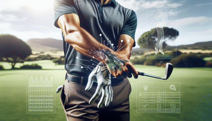 A South African golfer applying the Vardon grip at a golf academy, enhancing swing speed and stability.