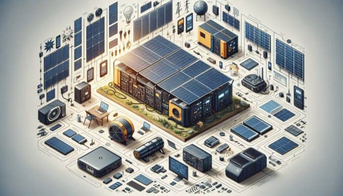 A variety of solar generators, from portable units for camping to home backup systems with solar panels.