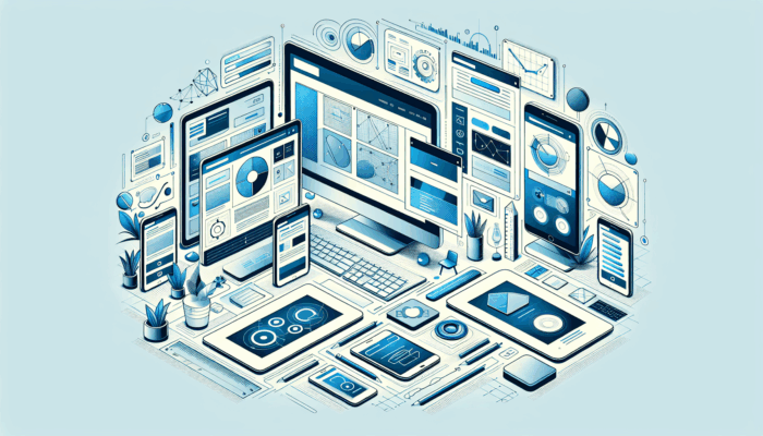 A modern website design showcasing responsive layouts on various devices, user-friendly navigation, and an optimized user journey.