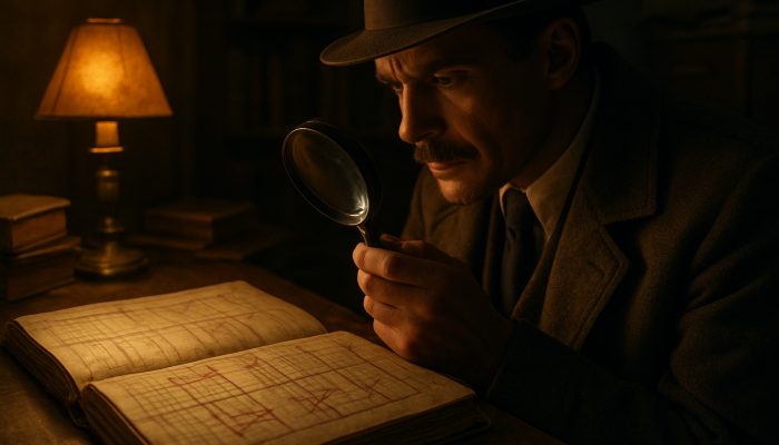 Tracking Which Old Accounts Are Settled: Essential Guide | DCL Vintage investigator scrutinising settled accounts in an old ledger with a magnifying glass